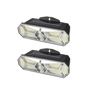 Lot De 2 Lampes Murales Solaires &Agrave; D&eacute;tecteur De Mouvement 126 Led Pour L'ext&eacute;rieur, Lampe De S&eacute;curit&eacute; - Neuf