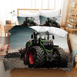 Sjzg-Housse De Couette Tracteur,3d Motif Tracteur Parure De Lit 3 Pi&egrave;ces,Motif Tracteurs Pour Enfant Gar&ccedil;on Housse De Couette En Avec 2 Taies D'oreiller(Tracteur 6, 220 X 240 Cm) - Neuf