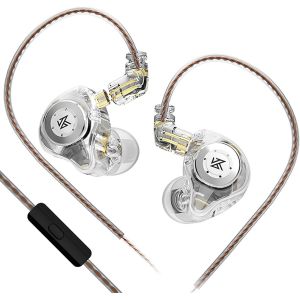 LORANKA-KZ EDX Pro Casque, HiFi Wired &eacute;couteurs Intra-Auriculaires, Deep Bass avec 1 Nouveau 10mm Dynamique Drive IEM avec c&acirc;ble Amovible (Blanc, avec Microphone) - Neuf