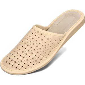 Kalanka-Chaussons Femme Pantoufles Cuir Mules Chaussures Maison Éco Blanc Noir Beige Rouge Marron 36 37 38 39 40 41 Eu - Neuf