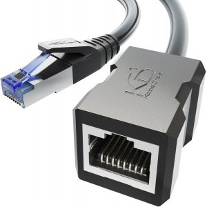 KALANKA-u2013 Câble d'extension Ethernet avec tressage résistant à la rupture u2013 5m (Câble Ethernet CAT7 mâle vers femelle, étend les câbles réseau, 10Gbit/s, blindage SF/FTP, noir) - Neuf