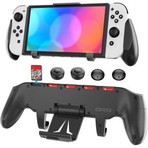 Hljhj-Étui Grip Pour Nintendo Switch, Coque Asymétrique De Confort Ergonomique Avec Support Réglable Et 5 Emplacements De Jeu Pour Nintendo Switch - Neuf