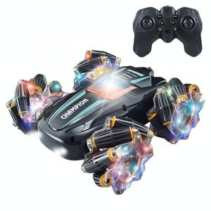 Voiture T&eacute;l&eacute;command&eacute;e Stunt 360&deg; Lumi&egrave;res Cool Double Face Tout-Terrain Puissant YONIS - Neuf