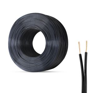10 Mètres Fil Électrique Noir,2 Noyau Fil Électrique Câble,24AWG Flexible PVC Cuivre de Câble,Diamètre Extérieur 3.6 MM,Résistance à L'oxydation pour Accessoires Electriques Petit - Neuf