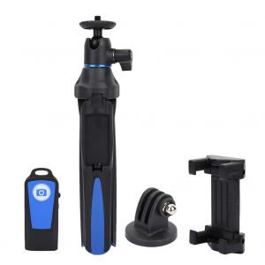 Trepied professionnel MK10 avec telecommande sans fil Bluetooth pour telephone portable et camera de mouvement, bleu - Neuf