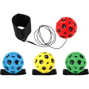 Checarzhn--No1-Lot De 4 Balles À Rebond Élevé Pour Le Poignet Avec Corde - Balle Élastique Pour Le Poignet - Balle De Rebond Pour L'entraînement De La Réactivité - Appareil D'entraînement De La Coord - Neuf