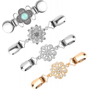 Kalanka-Pinces &Agrave; Cardigan Vintage Femme - Cinch Clip R&eacute;tro Pour Pull Ch&acirc;le Robe Noire Broches Pins D&eacute;coratifs, Attache Cardigan, T-Shirt Clips Ties,Shawl Clip,R&eacute;tro Cardigan Clips - Neuf