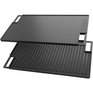 Grille multifonction en fonte double face - Plaque de cuisson en fonte - Plaque de cuisson plancha - Pour four, cuisini&egrave;re et barbecue - Neuf