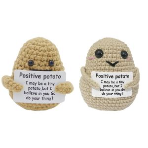 Positive Potato Mini Poup&eacute;es De Pommes De Terre Tricot&eacute;es Avec Des Cartes D'affirmation Positive, Jouets En Peluche De Laine Fabriqu&eacute;s &agrave; La Main 2 Pcs - Neuf