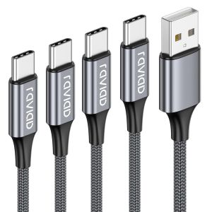 THEF-Câble USB C Charge Rapide [Lot de 4, 0.5m+1m+2m+3m] Cable USB Type C Chargeur 3A Nylon Tressé Cable USB C pour Samsung Galaxy S24 S23 S22 A54 A34, iPhone 15 Pro Max, Huawei P60, Google Pixel 7 - Neuf