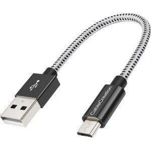 Dda-15cm Câble Micro Usb, Câble Court Tressé Usb A Mâle Vers Micro B Mâle, Charge Rapide, Compatible Avec Batterie Externe, Smartphone D¿Android, Kindles, Drone Etc, 0.5pied, Noir Et Blanc-Dda - Neuf