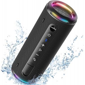 T7 Lite Enceinte Bluetooth Portable 24W, Haut-Parleur Bluetooth 5.3 Sans Fil Avec Lumière Led, Basses Puissantes, Étanche Ipx7, Autonomie De 24H, Contrôle Via L'Application Pour Fête Black[Z436] - Neuf