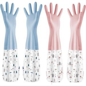 2 Paires De Gants De Vaisselle De Cuisine,Gants De Jardin Pour Femmes,Gants De Nettoyage En Coton &agrave; Manchette Longue Avec Doublure,Adapt&eacute;s &agrave; Un Usage Domestique,Blanchisserie,Jardinage - Neuf