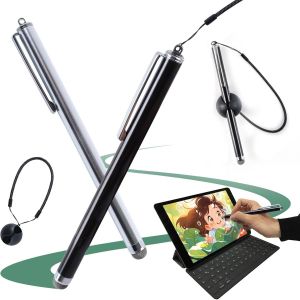 2 Pcs Stylet Tablette Universel pour &Eacute;crans Tactiles, Stylet Pencil Compatible avec Android/iOS/Smartphone/Tablettes, Stylo Tactile avec Support Fil &agrave; Ressort pour &Eacute;crans Tactiles Thermomix 5 et 6 - Neuf