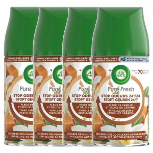 AIR WICK Lot de 4 Recharges Freshmatic Pure Fresh Vanille et Délice de Caramel -250ml - Neuf