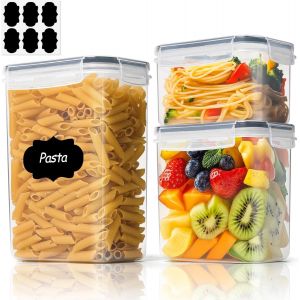 Checarzhn--No1-Lot De 3 Boîtes De Conservation Alimentaires Avec Couvercles (2 L/1,8 L) (0,8 L) Hermétiques En Plastique Pour Cuisine, Garde-Manger Pour Sucre, Céréales Et Collations - Neuf