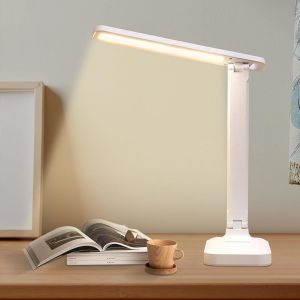 Lampe De Bureau,Lampe De Table Led,Pliable 3 Couleurs Niveaux D'éclairage,Usb Charge,Contrôle Tactile,Avec Protection Des Yeux Led Lumière Bureau Pour Enfants Étude,Travail,Bureau - Neuf