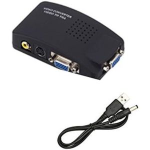 Convertisseur AV vers VGA VGA PC composite S-Vidéo AV entrée vers PC VGA LCD Sortie Convertisseur Switch Box - Neuf