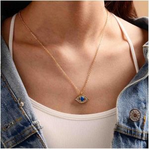 Kal-Boho Crystal Evil Eye Collier Choker Pave Evil Eye Pendentif Collier Vintage Gold Eye Collier Cz Lucky Eye Collier Bijoux Pour Femmes Et Filles - Neuf