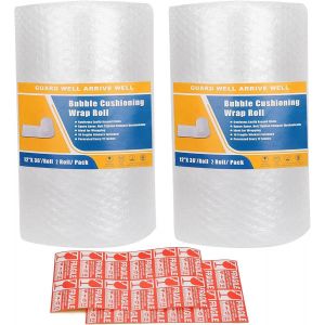 JEXNOVASHOP-2 rouleau de papier bulle 22 m, bulles d'air film pour d&eacute;m&eacute;nagement et emballage, 300 mm x 11 m/rouleau, perfor&eacute;s tous les 30 cm, 20 autocollants fragiles inclus (2 Piece) - Neuf