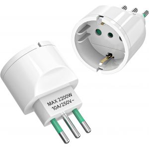 JGD-Lot de 2 adaptateurs de voyage pour l'Italie, l'Allemagne vers l'Italie, le Chili, l'Uruguay, les Maldives - Neuf