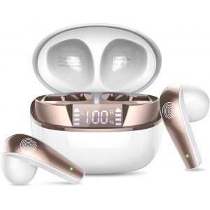 JGD-Ecouteurs Bluetooth Sans Fil, &Eacute;couteurs Bluetooth 5.3 avec 4 ENC R&eacute;duction de Bruit Mic, 40 Heure HiFi Son St&eacute;r&eacute;o Basses Ecouteurs sans Fil, Oreillette Bluetooth IP7 &Eacute;tanche,&Eacute;cran LED,Contr&ocirc;le Ta - Neuf