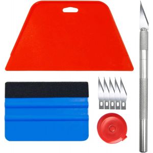 Art3d Kit Covering,Outils de Film pour Papier peint,Fen&ecirc;tre Voiture,Carrelage Vinyle,Raclette pour Pose Adhesif,avec Squeegee au Silicone,Couteau Universel et des Lames,1.5m M&egrave;tre Ruban - Neuf