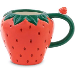 Tasse Fantaisie En Céramique, 355 Ml, Tasse À Café Et À Thé Avec Grande Poignée, Passe Au Lave-Vaisselle Et Au Micro-Ondes, Tasse À Fruits 3d, Fraise - Neuf