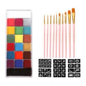 Kit De Maquillage Professionnel Pour Le Visage, 20 Couleurs, Peinture Corporelle &Agrave; L'huile Pour Halloween, Maquillage Cosplay, Palettes De Maquillage Rose - Neuf