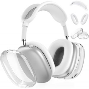 Silicone Coque de Protection Compatible avec Airpods Max, Convient pour Protection Airpods Max, Adaptation aux Coque Airpods Max, Anti Poussi&egrave;re, Anti Empreintes Friction(Blanc+Transparent) - Neuf