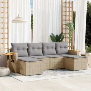 Prolenta Premium - Salon De Jardin Avec Coussins 6 Pcs Beige R&eacute;sine Tress&eacute;e - Neuf