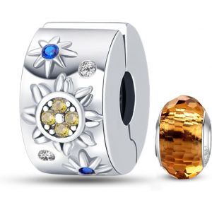 Eryi-925 En Argent Sterling Stopper Spacer Bead Charme Pour Femme Clip Charms Perles Compatible Avec Le Bracelet Pandora (With One Space Bead) - Neuf