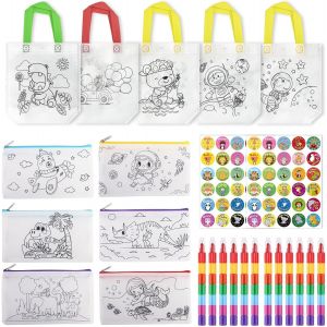 Kalanka-25 Kit Sachet Anniversaire Enfant, Sac Cadeau Anniversaire, Pochette Peinture Crayon De Couleurs Enfant Empilables,Autocollants - Neuf