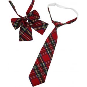 Meimie-Cravate Rouge Pour Homme Femme Carreaux Cravate Écossaise Pour Hommes Coton,Pour Jk Uniforme Scolaire Cosplay - Neuf