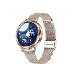 Montre connectée pour femme avec écran couleur 1,09 pouce, étanche IP67, podomètre et fonction cardiofréquencemètre. - Neuf