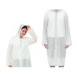 Poncho &Agrave; Capuche Unisexe Imperm&eacute;able R&eacute;utilisable Eva Blanc - Neuf