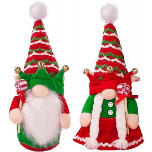Nain De Poup&eacute;es De D&eacute;coration De No&euml;l Lot De 2 Mignon Santa Gnomes - Peluche D&eacute;corations De No&euml;l, De Luxe &Agrave; La D&eacute;coration De La Maison Des Jouets - 1 M&acirc;le/1 Femelle Gnome - Neuf