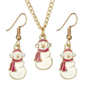Ensemble De Bijoux Tendance En Alliage Pour Femme, Collier, Boucles D'oreilles, Accessoire De Noel (Echarpe Rouge, Bonhomme De Neige) - Neuf