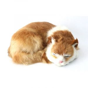 Chat Réaliste Endormi, Peluche Pour Chat, Fausse Peluche, Faux Chaton Félin, Jouet D'imitation Pour Chat Endormi, Accessoire De Photographie, Chat Réaliste Endormi - Orange, 21 X 17 X 6 Cm - Neuf