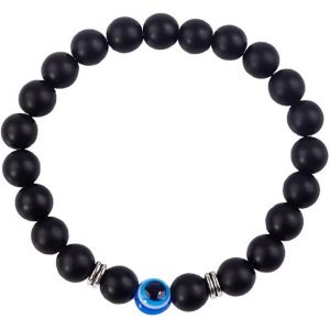 Kal-Evil Eye Bracelet Pour Hommes Femmes Bracelet En Pierre Naturelle &Eacute;lastique Bracelet Oeil De Tigre Mat Bracelet Perles Cadeau Anniversaire Homme Femme - Neuf