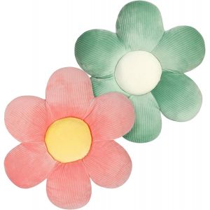 Cauc-2 Pcs Coussin Fleur, 40cm Coussin De Si&egrave;ge En Forme De Fleur, Tapis De Sol Coussins De Si&egrave;ge Canap&eacute; Pour La Maison, Le Canap&eacute; Et La Voiture(Vert Fonc&eacute;) - Neuf