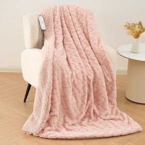 Kalanka-130 X 180 Cm - Couverture Chauffante &Eacute;lectrique En Flanelle De Coton - Motif Jacquard - Gris Fonc&eacute; - Neuf