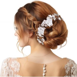 Kal-Pince À Cheveux En Forme De Fleur Pour Mariée Avec Perles Et Feuilles - Accessoires De Cheveux - Breloque En Argent - Décoration Bohème Pour Femmes Et Filles - Neuf