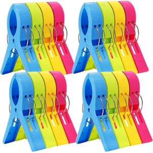 Paquet de 16 pinces à serviettes de plage pinces de chaise porte-serviettes pour chaises de piscine sur la taille Cruise-Jumbo,caillot en plastique - Neuf