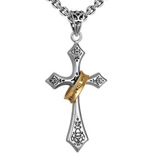 Trahoo-Hommes Pendentif Croix Chaîne Crucifix - Pendentif Croix Gothique Viking Rétro Punk Rock, Bijoux Streetwear Unisexe Cadeau Culture Rap Pour Hommes Garçons Femmes - Neuf