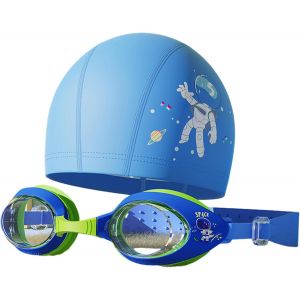 meimie-Bonnet De Bain Enfant,Bonnet Piscine Fille,Lunette De Piscine Enfant,Lunette Natation,Bonnet Piscine Garcon Elastique,Bonnet De Bain Pour Les Cheveux Longs Et Courts,Lunette Piscine - Neuf