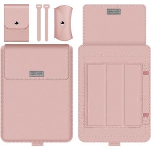 Ordinateur Portable 13-14"" Avec Support Compatible Avec Microsoft Surface Laptop 5/4/3/2 13,5"", Macbook Air/Pro 13,3"", Étui En Cuir Pu Pour Ordinateurs Portables 15-16"" - Or Rose - Neuf