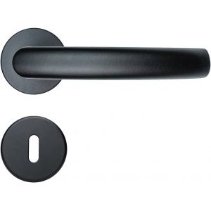 Ensemble De G&acirc;ches Torino Pour Cylindre &Agrave; Bouton | Quincaillerie De Porte Moderne De Haute Qualit&eacute; - Poign&eacute;es De Porte | Pour Portes Int&eacute;rieures | Avec Rosaces Et Cl&eacute; | Noir Mat - Neuf