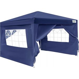 Ulteronixshop-Tonnelle Pop-up avec 4 parois lat&eacute;rales, 3 x 3 m, Toile imperm&eacute;able, abri de Camping imperm&eacute;able pour la Famille et Le Jardin (Bleu Marine) - Neuf