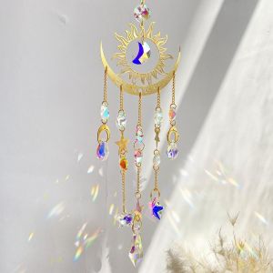 MEVRONISSHOP-Attrape Soleil Cristal, Attrape Arc en Ciel Suspendu, Cristal Prisme Pendentif, Jardin Balcon D&eacute;corations pour Maison, F&ecirc;te, Mariage, D&eacute;cor, Office, Pendentif Lune de Soleil - Neuf